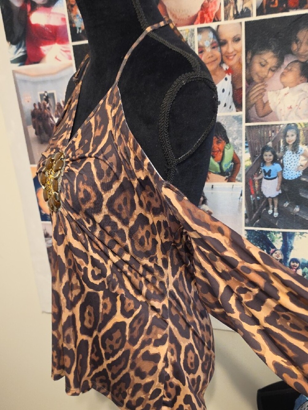 VENUS Brown Leopard-Print Halter Cold-Shoulder Top with Gold Medallion - Picture 4 of 4